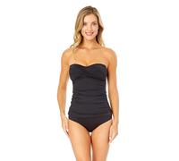 Anne Cole - Tankini Tipo bandó para Mujer, con Fruncido y Nudo al Frente., Negro I, XL