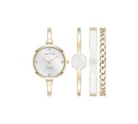 Anne Klein AK/5142 - Juego de Reloj y Pulsera para Mujer con Diamantes cultivados en Laboratorio, Dorado