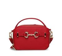Anne Klein Bolsa de cámara con Doble Cremallera con Broca de Caballo Brillante, carmesí, Rojo carmesí, S, Bolsa para cámara con Doble Cremallera y Broca de Caballo Brillante