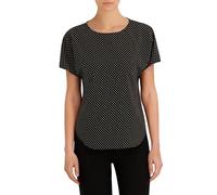 Anne Klein - Camiseta de Manga Corta para Mujer con Cuello de Barco Anne Black/Anne White, pequeña