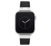 Anne Klein Correa de cuero de repuesto para Apple iWatch, segura, ajustable, se adapta a la mayoría de muñecas, Negro/plateado, 38/40/41mm