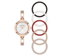 Anne Klein Juego de reloj de pulsera y bisel intercambiable para mujer, Oro Rosa, AK/5110RGST
