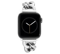 Anne Klein Moderna pulsera de cadena de repuesto para Apple iWatch, segura, ajustable, se adapta a la mayoría de muñecas, Plateado, 38/40/41mm