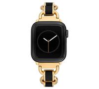 Anne Klein Moderna pulsera de goma de repuesto para Apple iWatch, segura, ajustable, se adapta a la mayoría de muñecas, Negro/tono dorado, 38/40/41mm