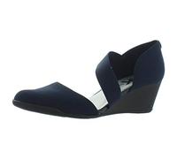 Anne Klein Mujeres Tara Punta Abierta Casual Sandalias de Piso, Navy, Talla 10
