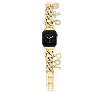 Anne Klein Pulsera de cadena de moda para Apple Watch, segura, ajustable, correa de repuesto para Apple Watch, se adapta a la mayoría de muñecas, oro con abalorios, 42 mm (Series 10) y 38/40/41 mm,