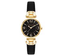 Anne Klein Reloj Analógico para Mujeres de Cuarzo japonés con Correa en Cuero sintético 10/9442GPBK, Oro Negro