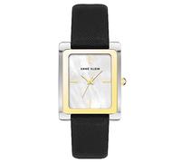 Anne Klein Reloj con Correa de Cuero para Mujer, Negro/Bicolor