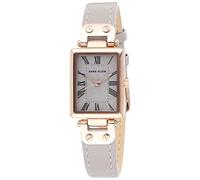Anne Klein Reloj con Correa de Piel para Mujer, AK/3752, Gris Pardo/Oro Rosa, japonés