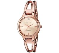 Anne Klein Reloj de pulsera rígida para mujer con esfera con diamante auténtico, Rosa