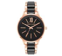 Anne Klein Reloj de pulsera de resina para mujer, Negro/oro rosa