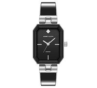 Anne Klein Reloj de pulsera para mujer con esfera de diamantes auténticos, negro/plata, AK/4163BKSV