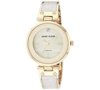 Anne Klein Reloj de Pulsera rígida para Mujer con Esfera con Diamante auténtico, Marfil/Dorado