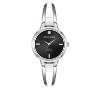 Anne Klein Reloj de Pulsera rígida para Mujer con Esfera con Diamante auténtico, Plateado/Negro