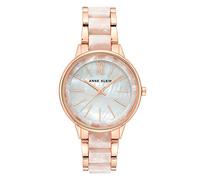 Anne Klein Reloj de Pulsera de Resina para Mujer, Blanco nacarado/Oro Rosa