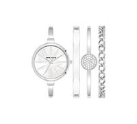 Anne Klein Set de reloj y pulseras para mujer, Plata/blanco