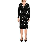 Anne Klein Womens Nomad Polka Dot Knee Wrap Dress B/W L