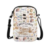 Anne Novel - Bolso cruzado inspirado en la novela Anne Book para regalos literarios Green Gables Isla del Príncipe Eduardo Bolsa de mensajero, Verde Cb Uk2, INCHES