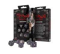 Anne Stokes - Juego de Dados Tribales - Azul-Verde y Beige | Dados poliédricos RPG Q Workshop 7 | Dados de fantasía con Licencia Oficial