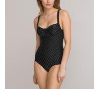 ANNE WEYBURN Bañador de lunares. Color negro lunares blanco