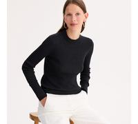 ANNE WEYBURN Jersey de cuello redondo de punto de canalé fino en mezcla de lana. Color Gris Jaspeado Oscuro