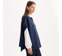 ANNE WEYBURN Poncho con cuello redondo de punto Milán. Color azul marino