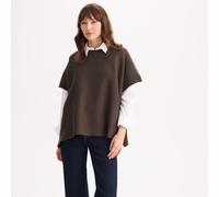 ANNE WEYBURN Poncho con cuello redondo de punto Milán. Color marrón