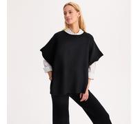 ANNE WEYBURN Poncho con cuello redondo de punto Milán. Color Negro