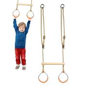 Anneaux De Balançoire En Bois Anneaux De Gymnastique Pour Balançoire Kit De Suspensión Avec Sangles Robustes Pour Extérieur Intérieur Jeu De Force Ejercicio Fitness Loisirs Sécurité Durable Fac