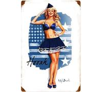 annekilly Cartel de metal vintage de la Fuerza Aérea Chica Pin Up Girl Sexy Girl Man Cave, letrero de metal para casa, bar, cocina, restaurante, pared, 30,5 x 20,3 cm
