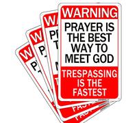 annekilly Paquete de 4 letreros de metal vintage con texto en inglés "No Trespassing Prayer is The Best Way to Meet God Trespassing is the Fastest Pub Outdoor Bar Retro Poster Home Kitchen Restaurant