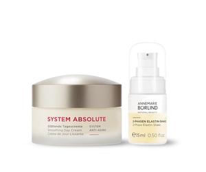 ANNEMARIE BÖRLIND SYSTEM ABSOLUTE Juego de cuidado de día - Crema de día alisadora (50 ml) + regalo para familiarizarse con 2 fases Elastina Shake (15 ml) - Protector, reafirmante, alisador