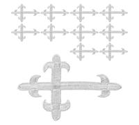 Anneome 12 Piezas 12 Parches Termoadhesivos Cruz Bordados Plateados 10,5 X 8,9 CM para Coser en Ropa, Chaquetas, Mochilas y Disfraces, Apliques para Ropa y Adornos para Costura DIY