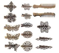Anneome 15 Pinzas Pelo Vintage de Metal Fáciles de Sujetar para Mujer y Niña Varios estilos Estilo Sencillo y Elegante, Accesorio Saludable para Cabello