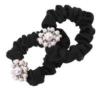 Anneome 2 Coleteros Negros para Cabello Rizado Perlas y Gemas de Imitación Bandas Elásticas Suaves Antirruido para Mujer y Niña Accesorios de Tela Resistentes para Uso Diario y Fiestas