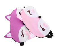 Anneome 2 piezas Antifaz de Dormir para Adultos Diseño de Zorrito Adorable Transpirable Bloqueo de Luz Eficaz Colores Rosa y Morado Cómodo para Viajes y Siestas