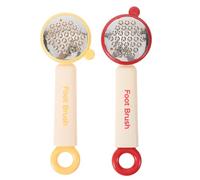 Anneome 2 Piezas Cepillo Limpiador de Pies Acero Inoxidable Removedor de Callos y Exfoliante para Talones y Dedos Herramientas Profesionales para Pedicura Seco y Mojado Rojo y Amarillo