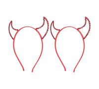 Anneome 2 Piezas Diadema Cuernos Maléficos con Cristales Rojos Accesorio Halloween para Niñas y Adultos Tocado Festivo para Disfraces y Cosplay