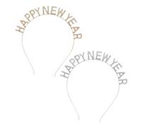 Anneome 2 Piezas Diademas de Letras con Rhinestones para Año Accesorios Brillantes para Pelo Adornos de Cabeza Festivos para Fiesta Banda Decorativa para Mujer y Niña