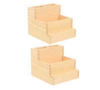 Anneome 2 Piezas Estuche Cajas Organizadoras Maletin Manicura Titular De Herramientas De Manicura Caja De Herramientas De Uñas Portátil Suministro De Light Brown