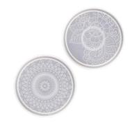 Anneome 2 Piezas Molde de Silicona Redondo para Posavasos Diseño Mandala, Fácil de Usar y Limpiar, Adecuado para Manualidades DIY y Regalos Hechos a Mano