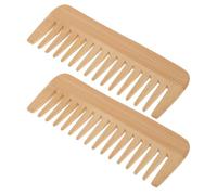 Anneome 2 Piezas Peine de Dientes Anchos de Madera Peine Peluquería Desenredante Portátil sin Tirones para Cabello Rizado Liso Ondulado Grueso