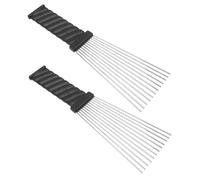 Anneome 2 piezas Peines para Peluquería Acero Inoxidable Cepillo Grande para Pelucas Diseño Abanico Peineta para Corte y Estilo Profesional Accesorios de Barbero Negro
