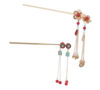 Anneome 2 Piezas Retro Chinese Style Hair Sticks Metal Coin Floral Hairpins Handmade Hanfu Accessories For Women Festivals Weddings Daily Wear