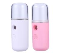 Anneome 2 Piezas Rociador de Niebla Portátil para Piel Humidificador Facial Cilíndrico Color Claro y Rosa Spray de Belleza Hidratante con Medidor de Agua para Uso Diario