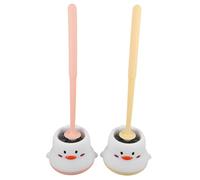 Anneome 2 Piezas Toilet Bowl Brush with Holder Ergonomic Long Handle Deep Cleaning Scrubber For Bathroom Dead Corners Plastic Space-Saving Design For Home and Office