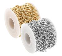 Anneome 2 Rollos Cadena de Aluminio Ligera para Bricolaje Joyería Yardas Eslabones Retorcidos para Collares Pulseras Ropa y Accesorios Diy Dorado y Plateado