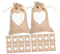 Anneome 25piezas Bolsitas De De Arpillera Cordón Bolsas De Almacenamiento Para Joyas Bodas y Navidad Color Natural