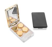 Anneome 2juegos Estuche Portátil para Lentes De Contacto Caja De Plástico Accesorios De Viaje para Lentes Color Negro y Dorado para Uso Casa Aire