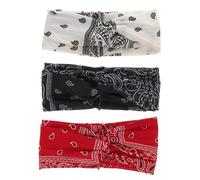 Anneome 3 piezas Diademas Bohemias para Mujer Bandas Elásticas Anchas con Estampado de Flores Paisley Diseño Cruzado y Cómodo para Yoga Deporte y Uso Diario